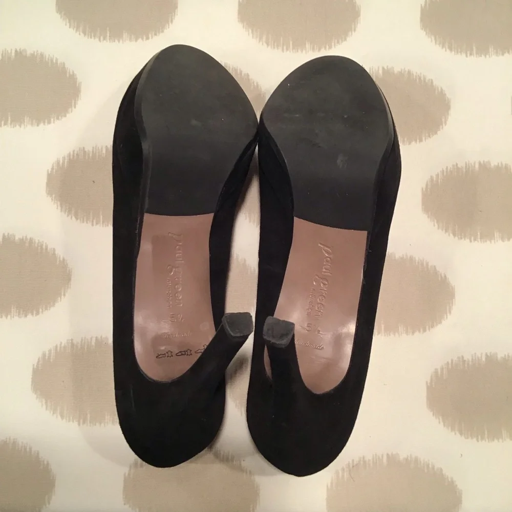 Paul‎ Green Black Suede T-Strap Platform Pumps Sz 8